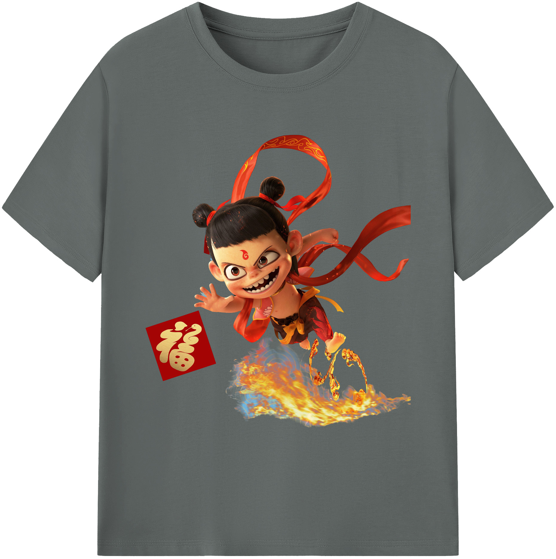 （画像用） Ne Zha 2 ナタ 魔童の大暴れ 綿100％ メンズ半袖Tシャツ｜肌触りやわらか＆通気性